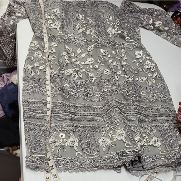 Social Occasions by Mon Cheri Embroidered Lace Sheath Dress Lace Beaded Plus 16 - Picture 12 of 12